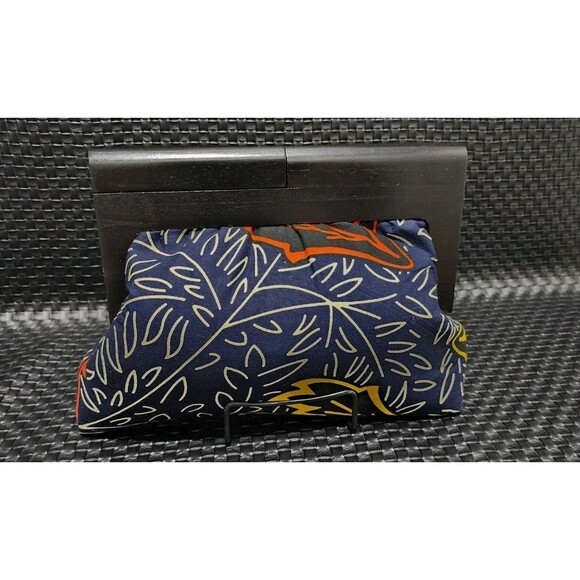 Midnight Botanical Wood Frame Multicolor Ankara Clutch Purse Bag - Picture 5 of 8